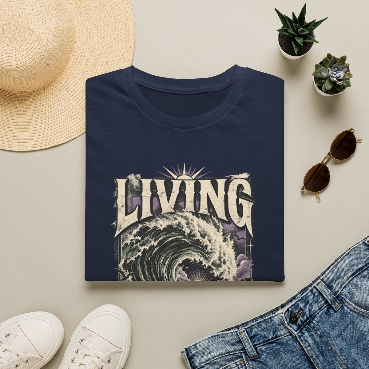 Living Water T-Shirt — Vintage Wave Graphic Tee