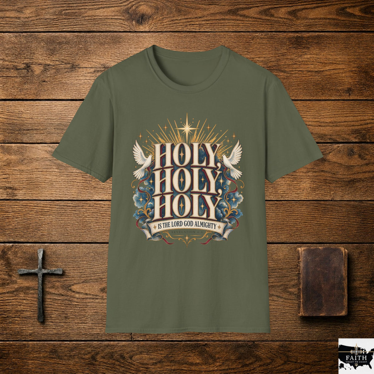 Holy Holy Holy tee | Christian faith shirt, dove and rays design