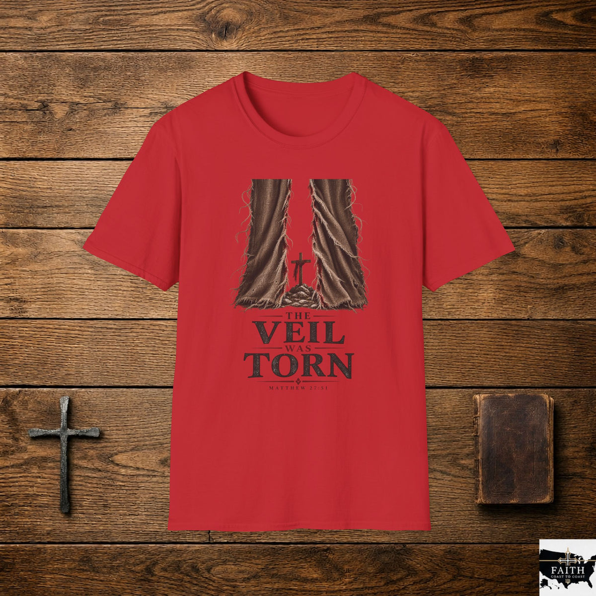 The Veil Is Torn T-Shirt | Crucifix Curtain Resurrection Christian