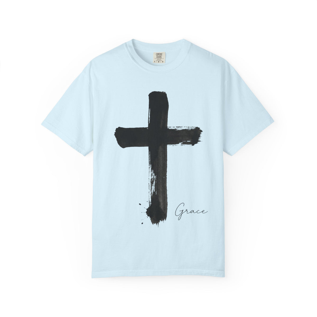 Grace Cross T-Shirt — Minimal Brushstroke Christian Tee