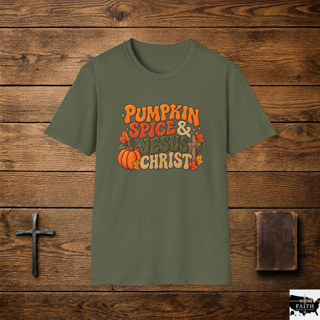 Pumpkin Spice & Jesus T‑Shirt — Fall Faith Graphic Tee