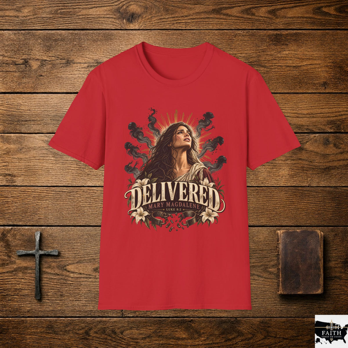 Delivered Mary T-Shirt — Christian Faith Religious Tee
