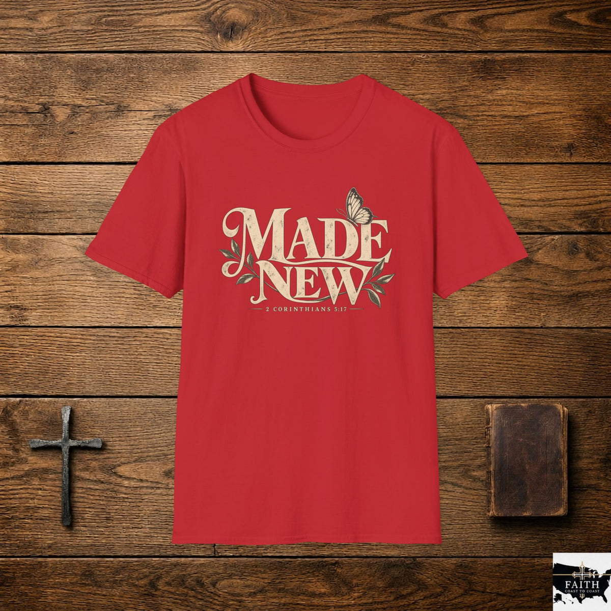 Made New tee | Floral Butterfly Typography T-Shirt