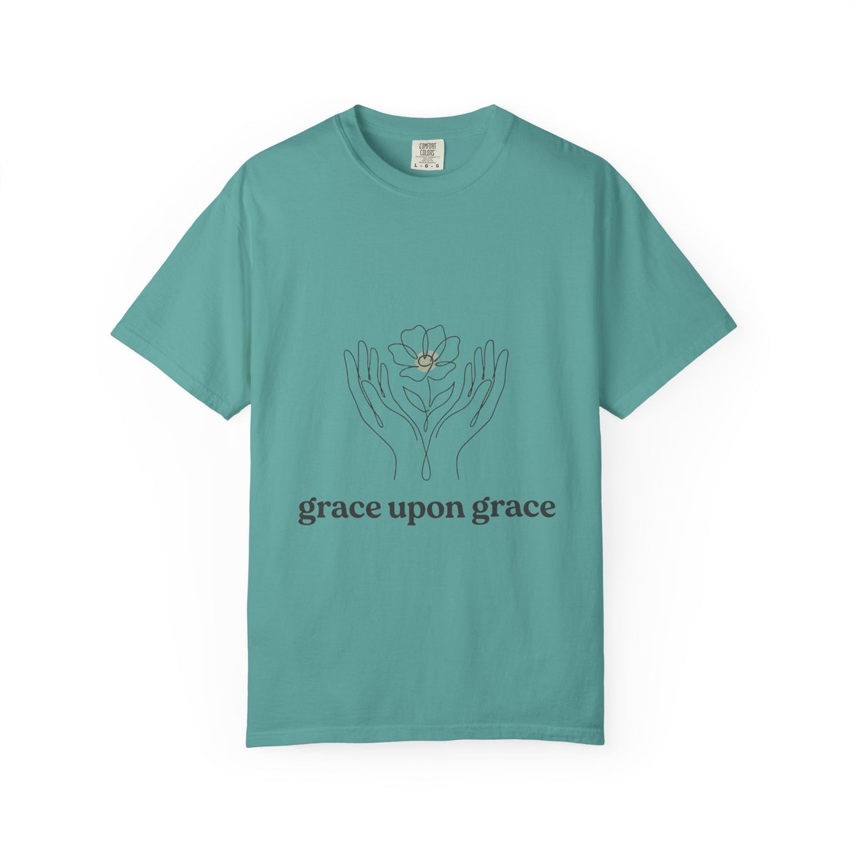grace upon grace floral hands T-shirt | minimalist faith scripture design