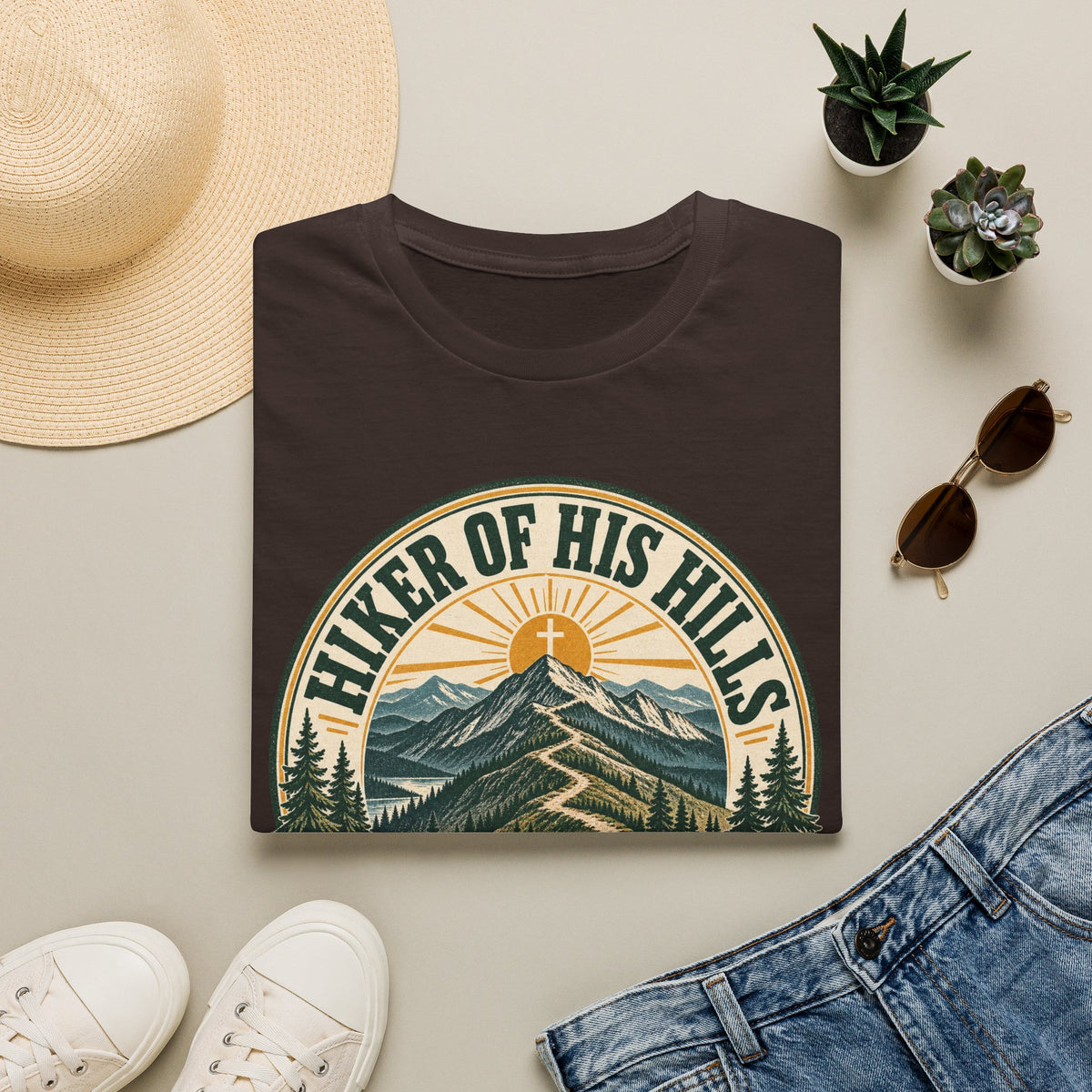 Hiker of His Hills T-Shirt — Christian Mountain Trail Graphic Tee