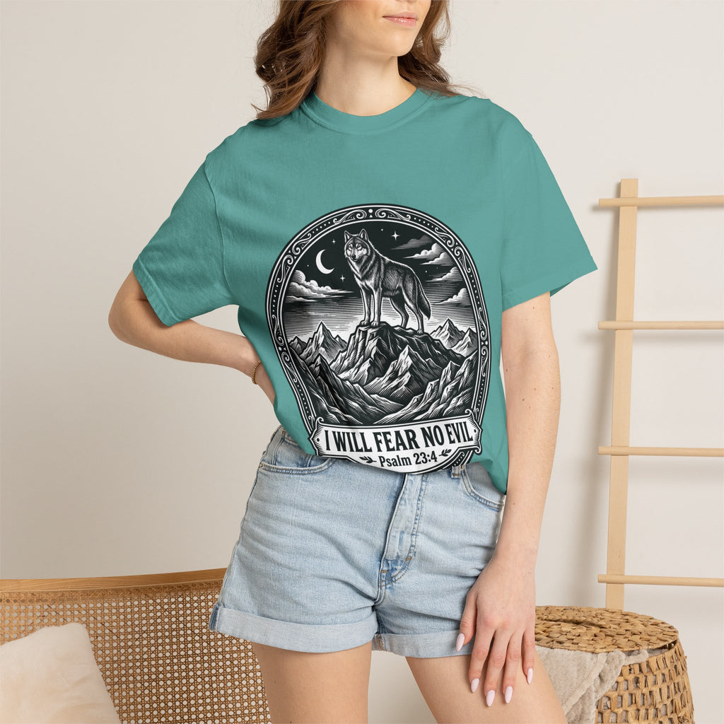 Psalm 23:4 'I Will Fear No Evil' Wolf T-Shirt