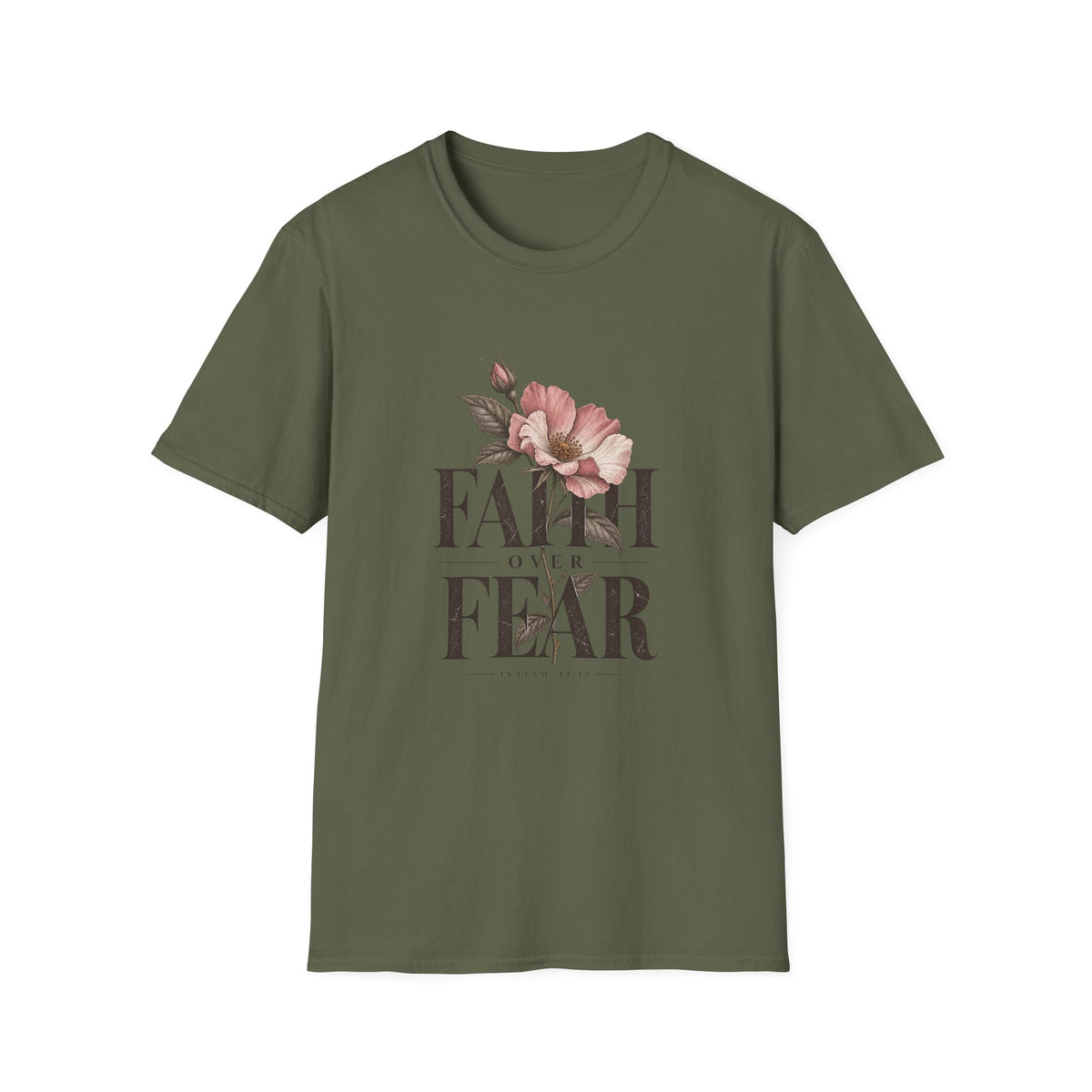 Faith over Fear T-Shirt | Floral Script Typography