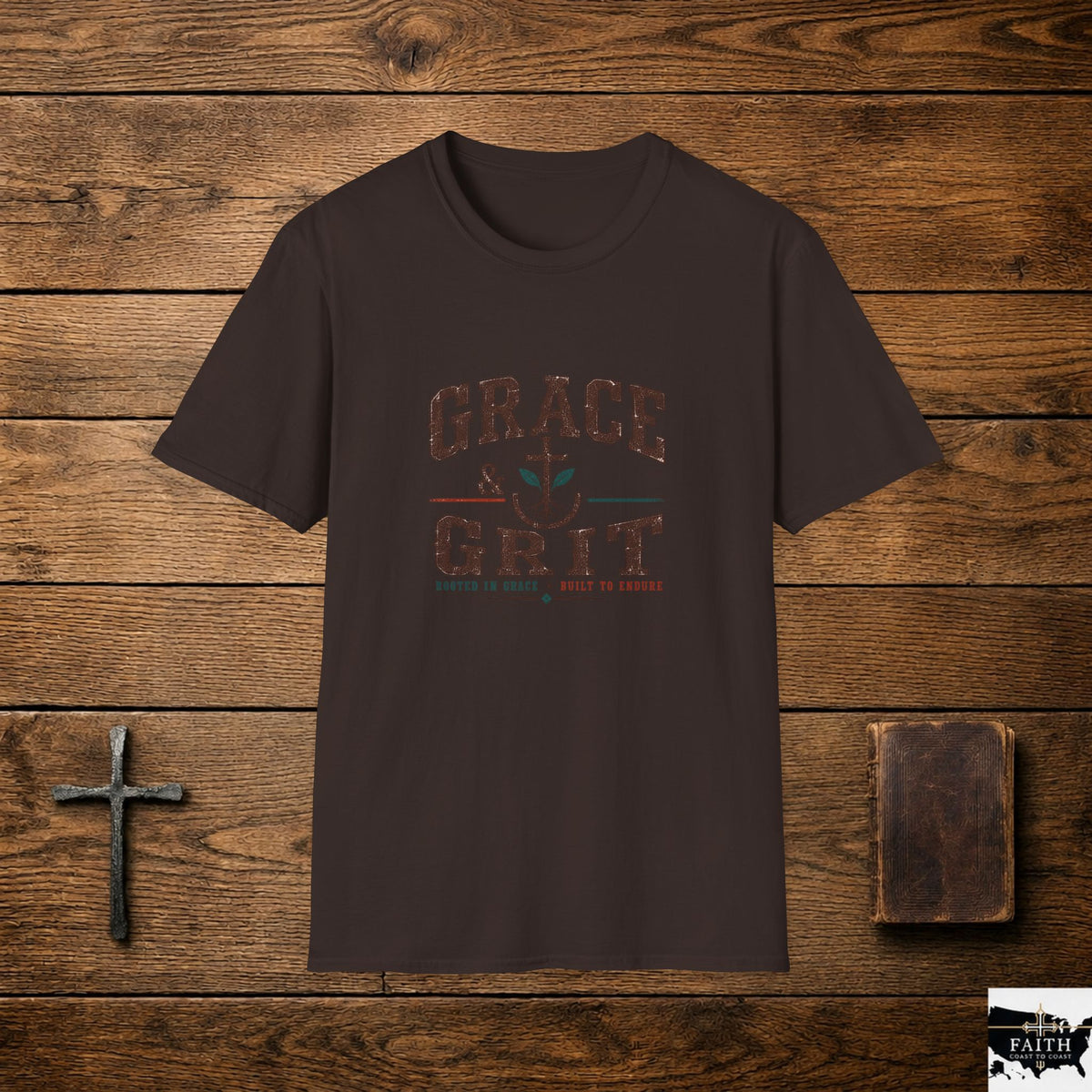 Grace & Grit T-Shirt | Anchor Typography, Faith Inspired