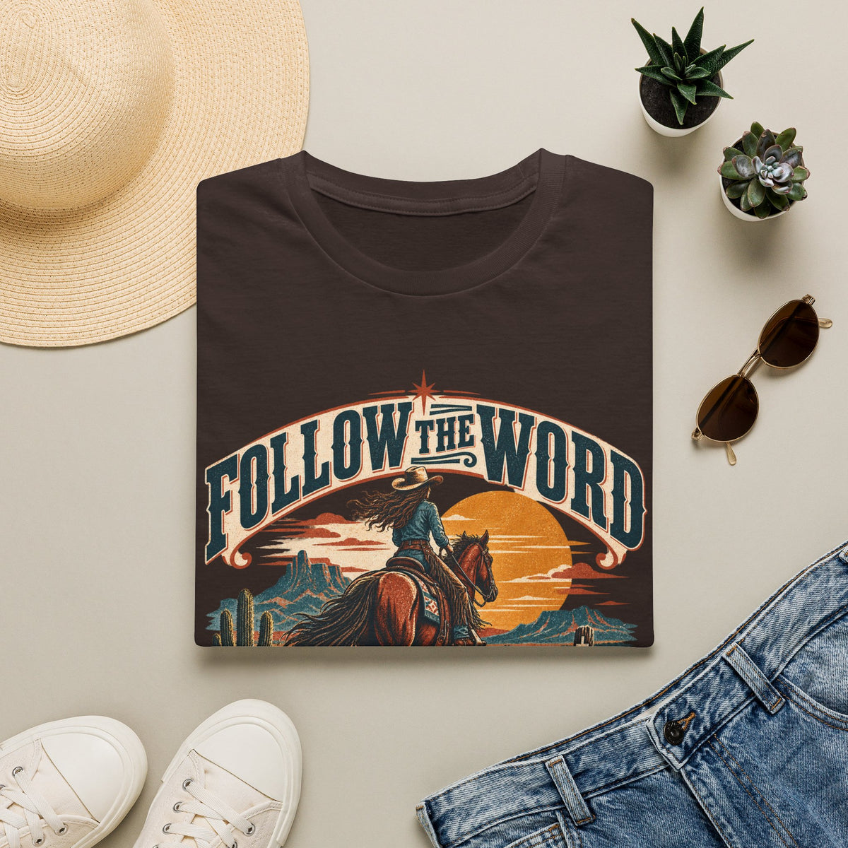 Follow the Word Cowboy T-Shirt — Western Faith Graphic Tee