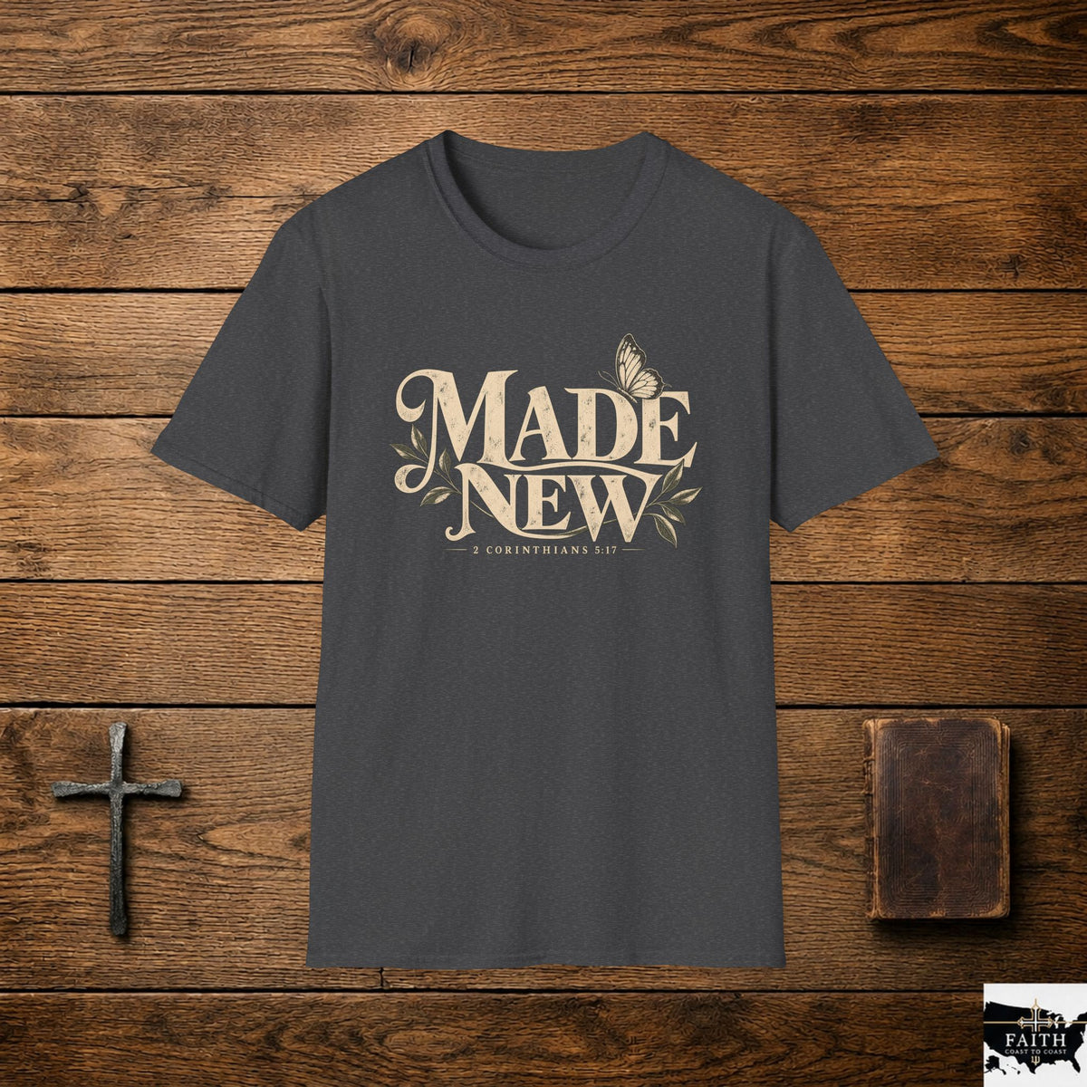 Made New tee | Floral Butterfly Typography T-Shirt