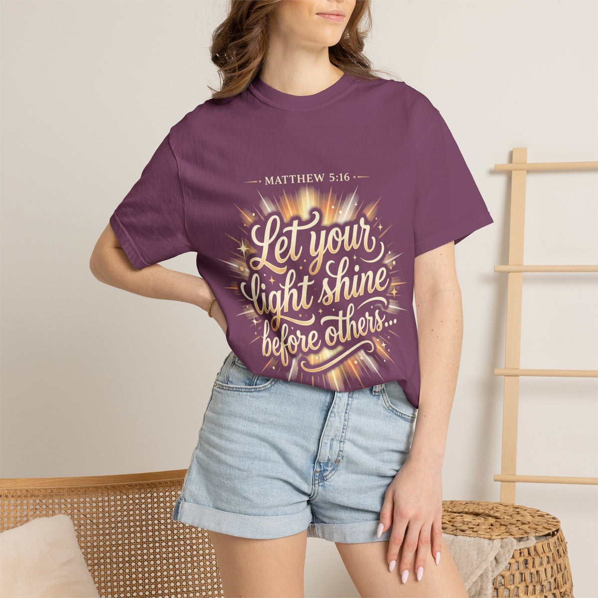 Let Your Light Shine T-Shirt — Matthew 5:16 Christian Graphic Tee