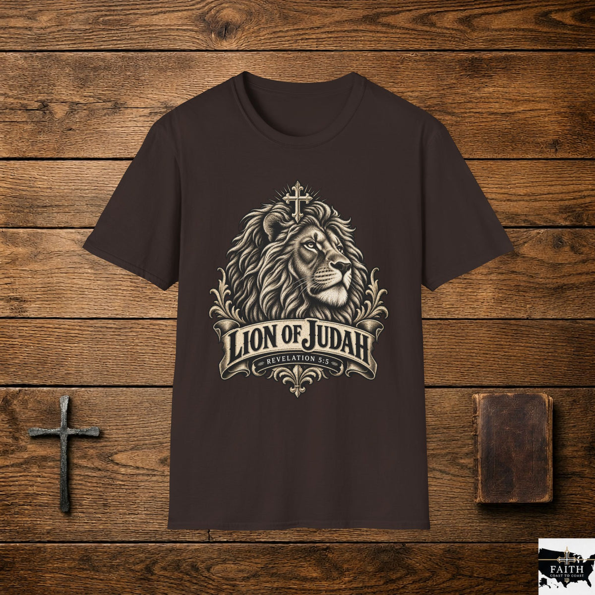 Lion of Judah T-Shirt — Christian Faith Tee with Lion & Cross Design