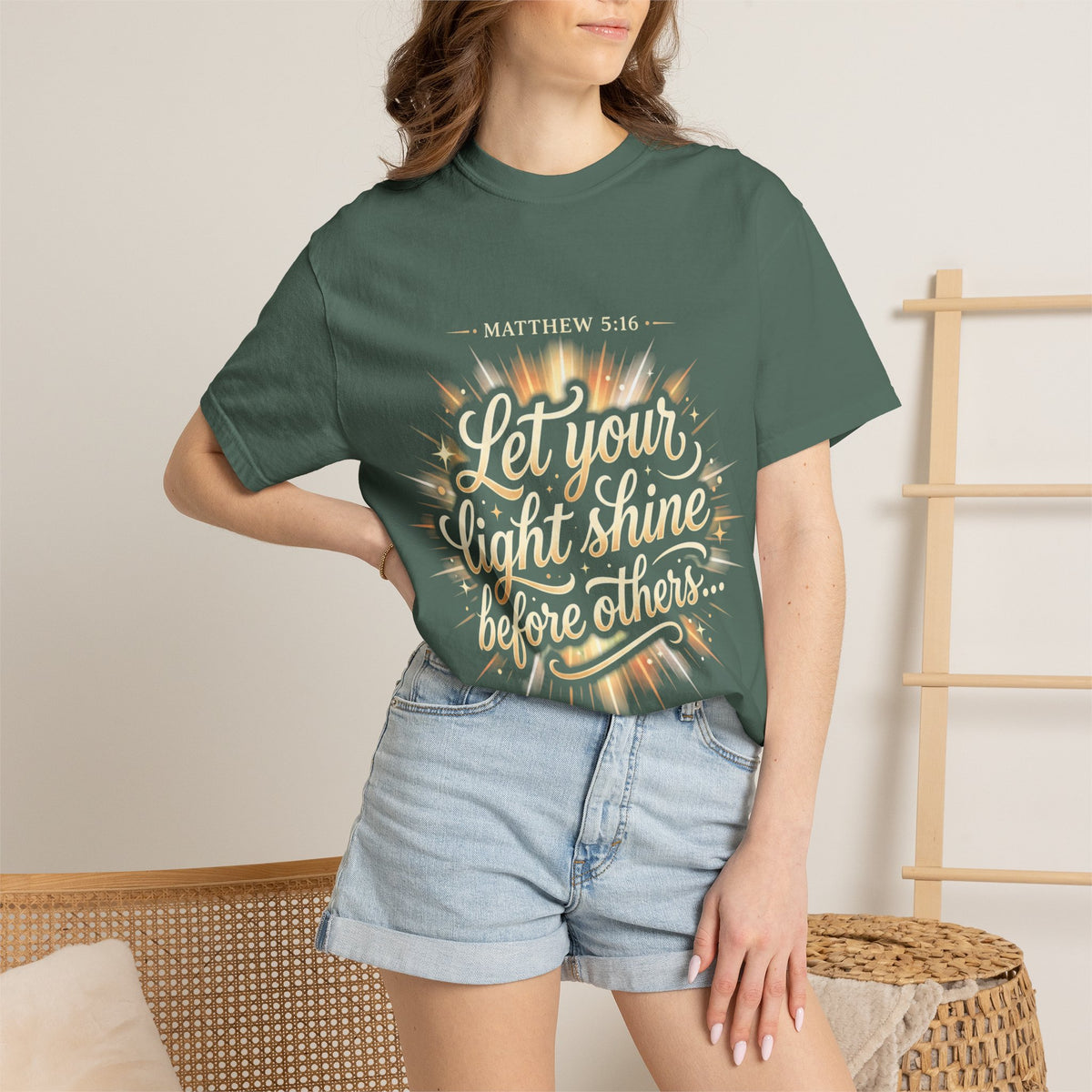Let Your Light Shine T-Shirt — Matthew 5:16 Christian Graphic Tee