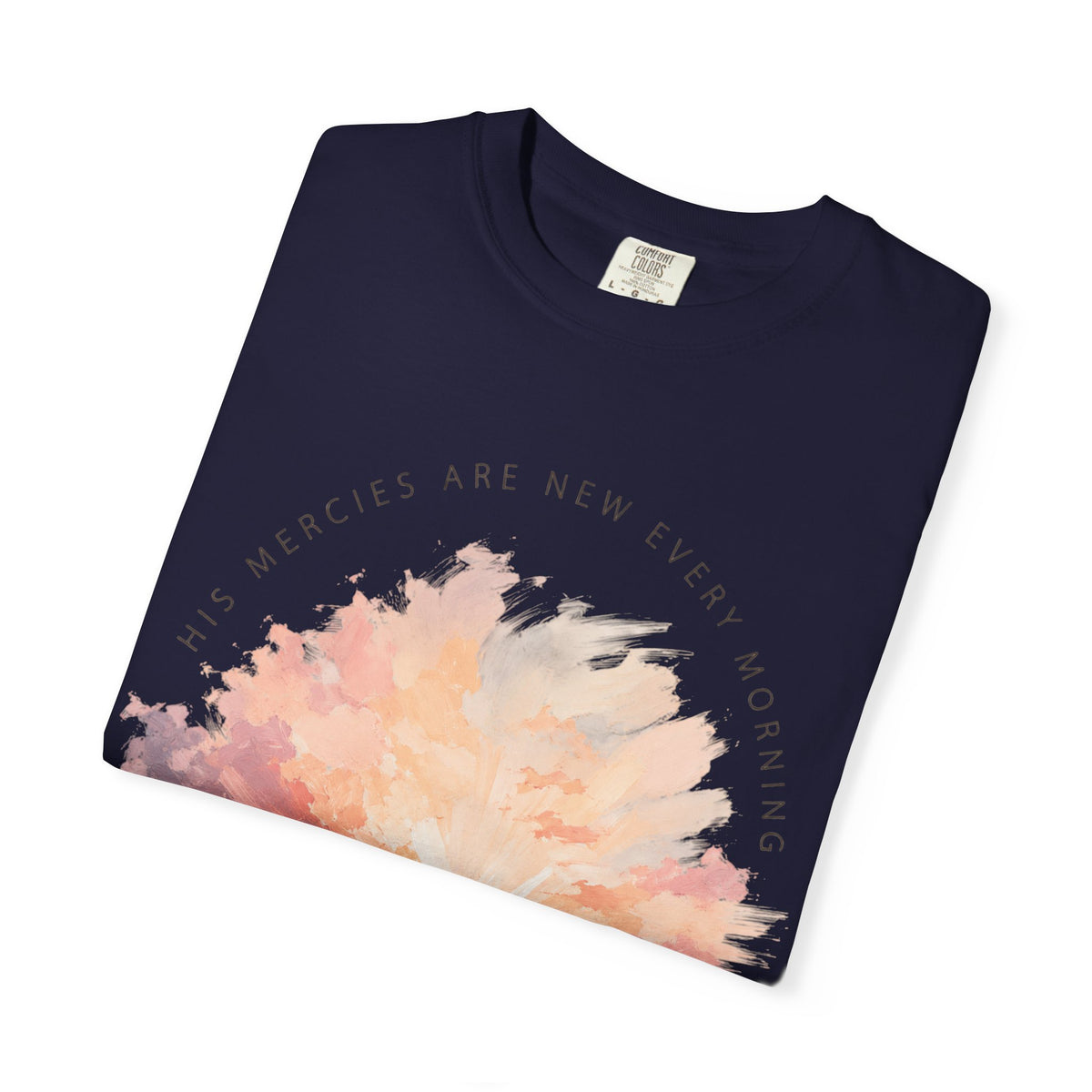 Sunset Reflection T-Shirt — "His Mercy Is New Every Morning" Christian Inspirational Tee