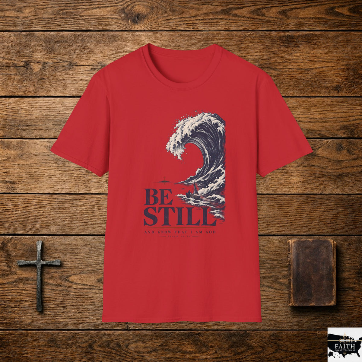 T-Shirt — "Be Still" Wave Graphic Tee | Calming Ocean Spiritual Apparel
