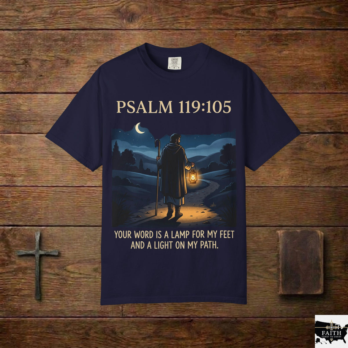 Psalm 119:105 Lantern Shepherd T-Shirt — "Your Word Is a Lamp for My Feet" Christian Tee
