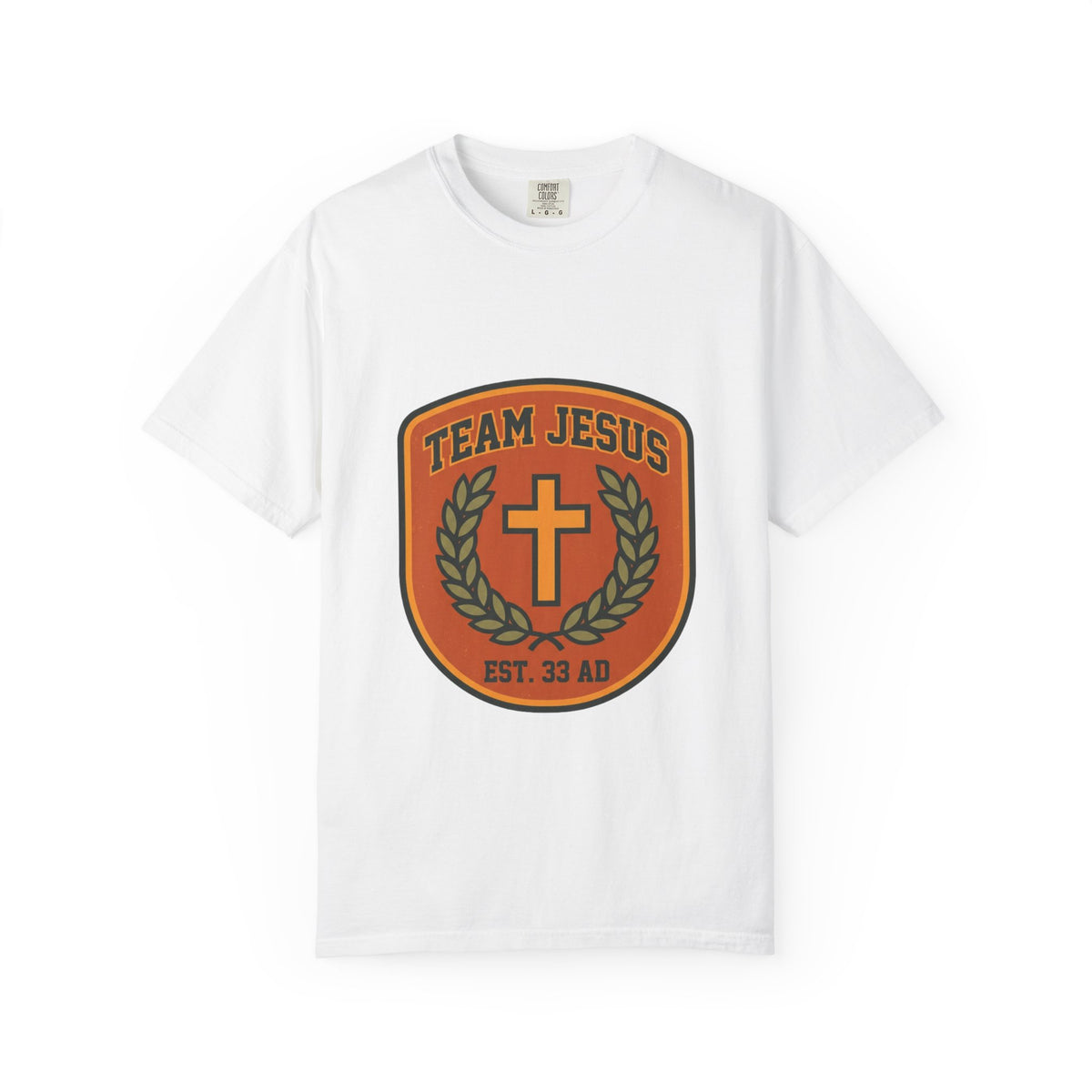 Team Jesus crest cross laurel T-shirt | Christian faith tee