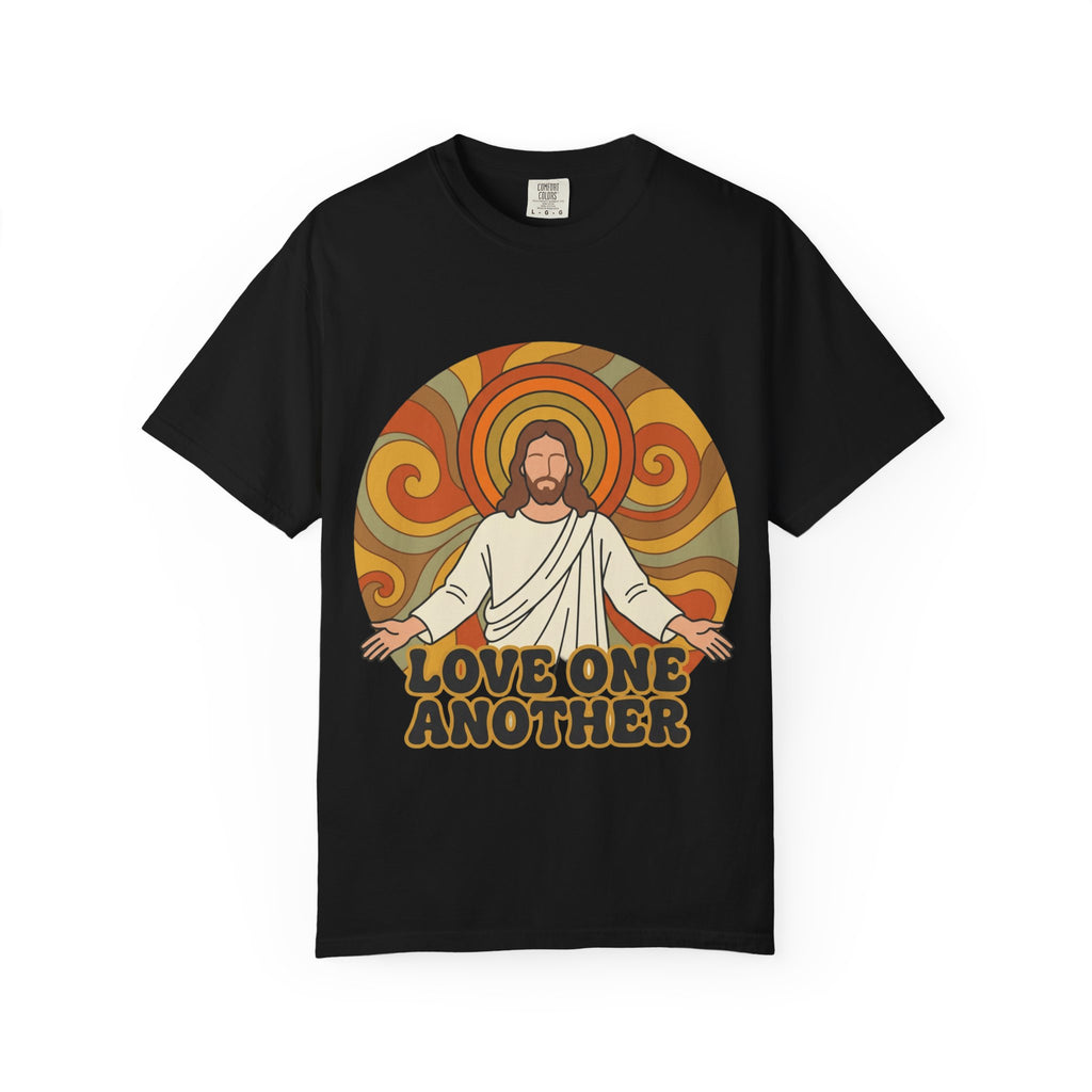 Love One Another Jesus Illustration T-Shirt | Retro Religious Tee