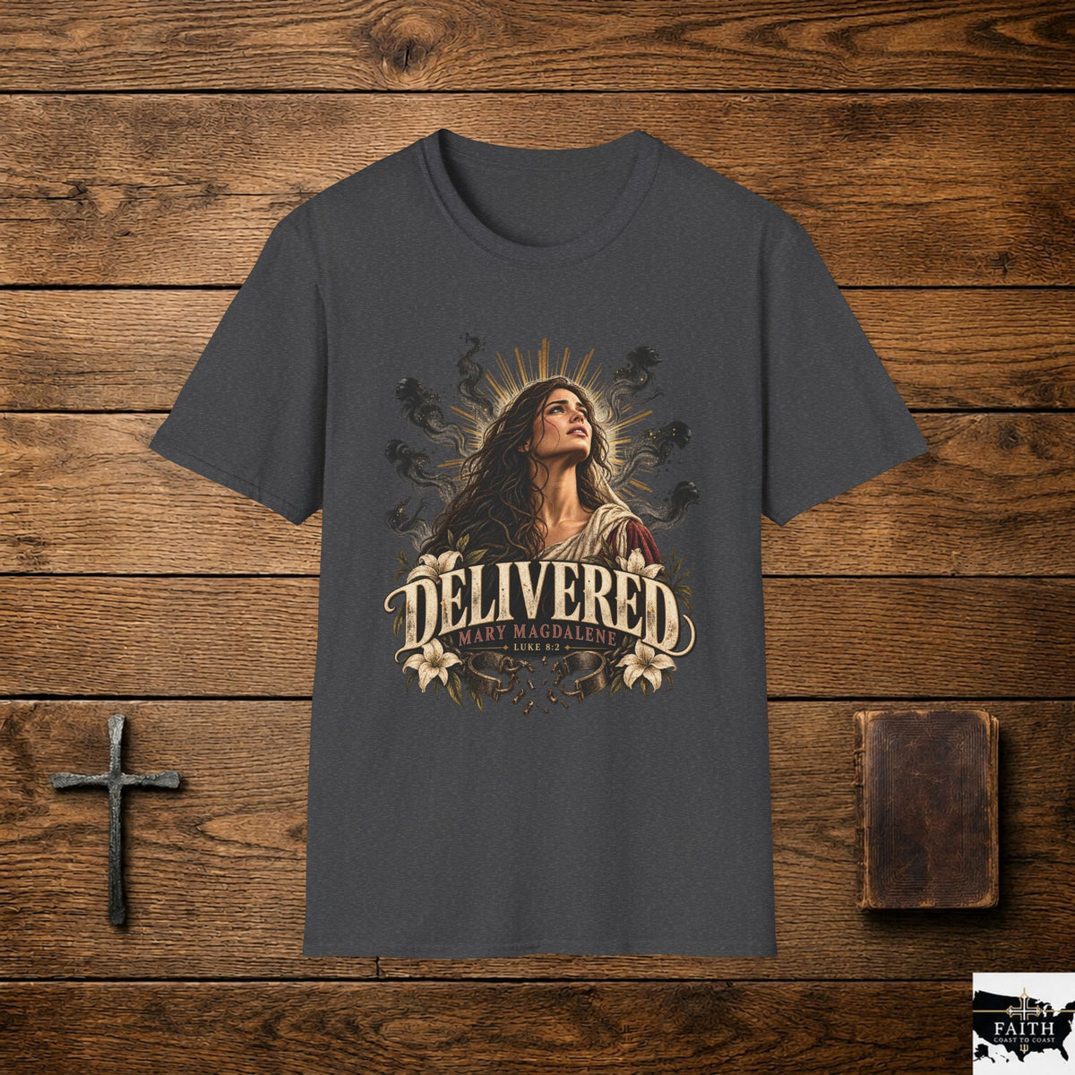 Delivered Mary T-Shirt — Christian Faith Religious Tee