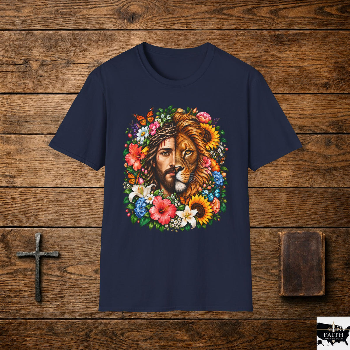 Jesus Lion Floral T-Shirt — Christian Faith Graphic Tee