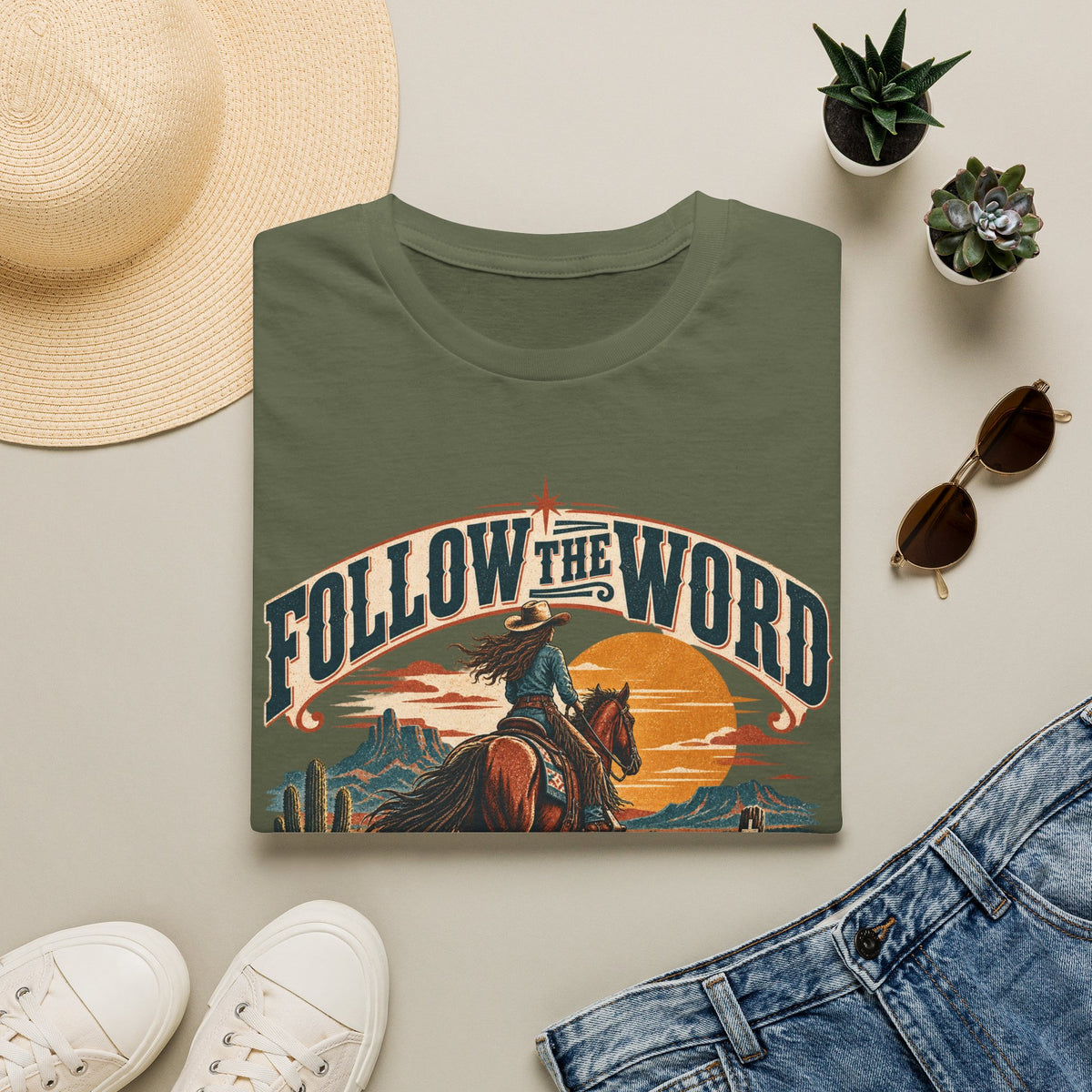 Follow the Word Cowboy T-Shirt — Western Faith Graphic Tee