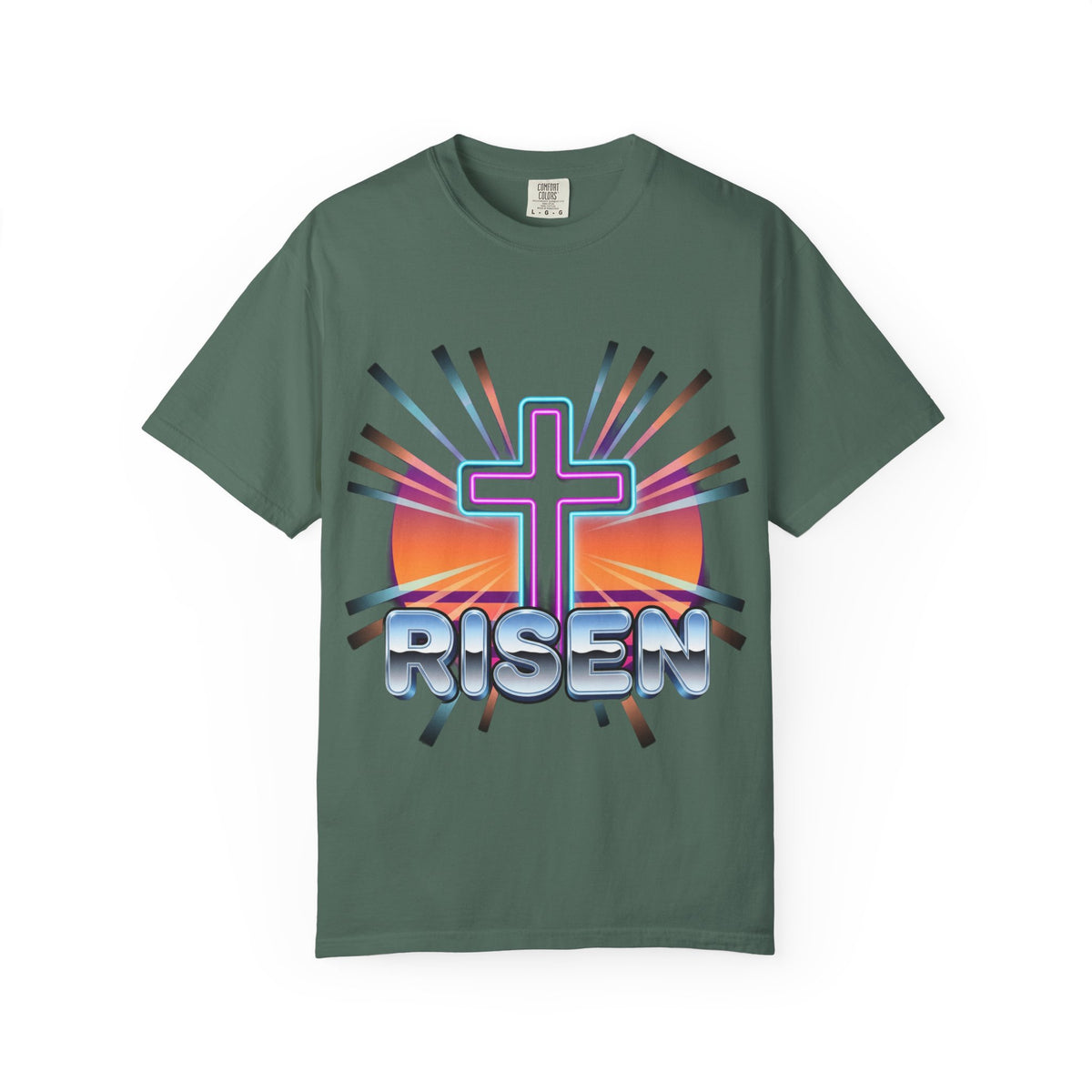 Risen Cross Sunset T-shirt | Christian Easter Faith Tee