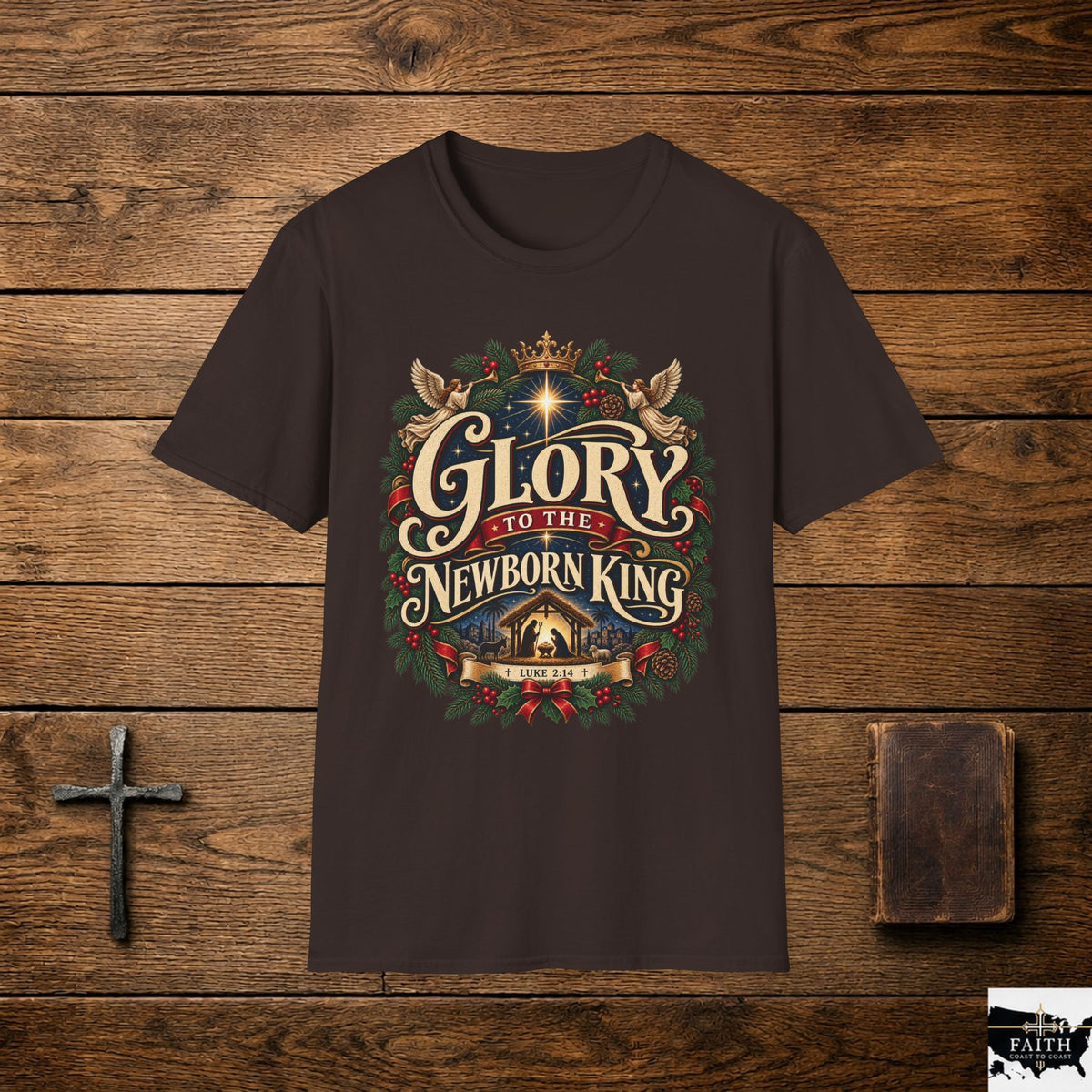 Glory to the Newborn King T-Shirt | Christmas Nativity Holiday Tee