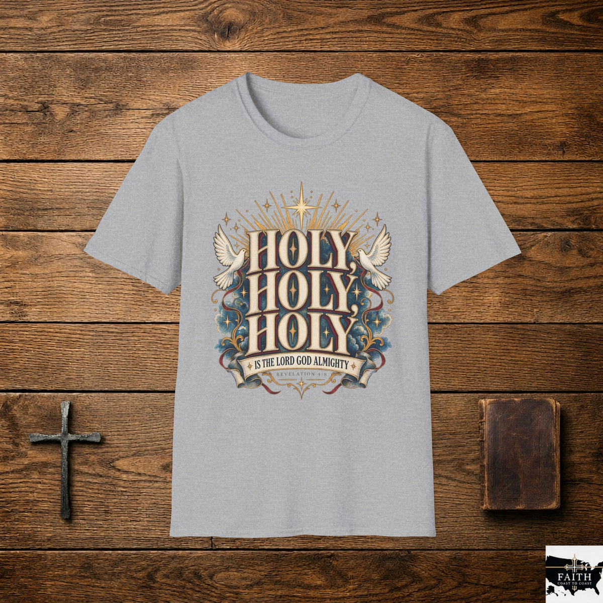 Holy Holy Holy tee | Christian faith shirt, dove and rays design