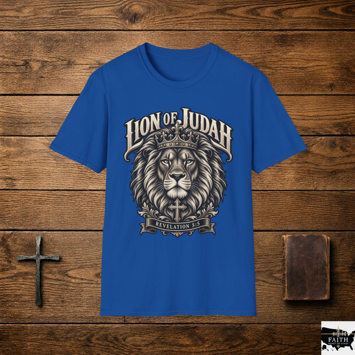 Lion of Judah T-Shirt | Christian Lion Crest, Crowned Lion Faith Tee