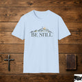 Be Still mountain design T-Shirt | faith scripture serenity