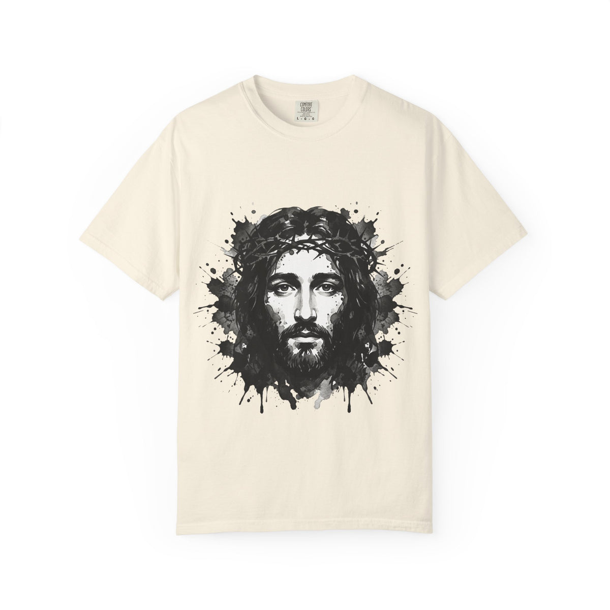 Jesus Christ Portrait T-shirt | Ink Splash Religious Artwork
