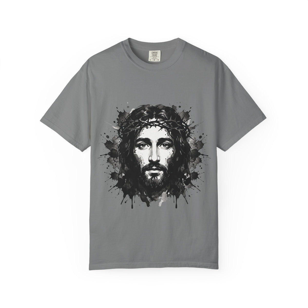 Jesus Christ Portrait T-shirt | Ink Splash Religious Artwork