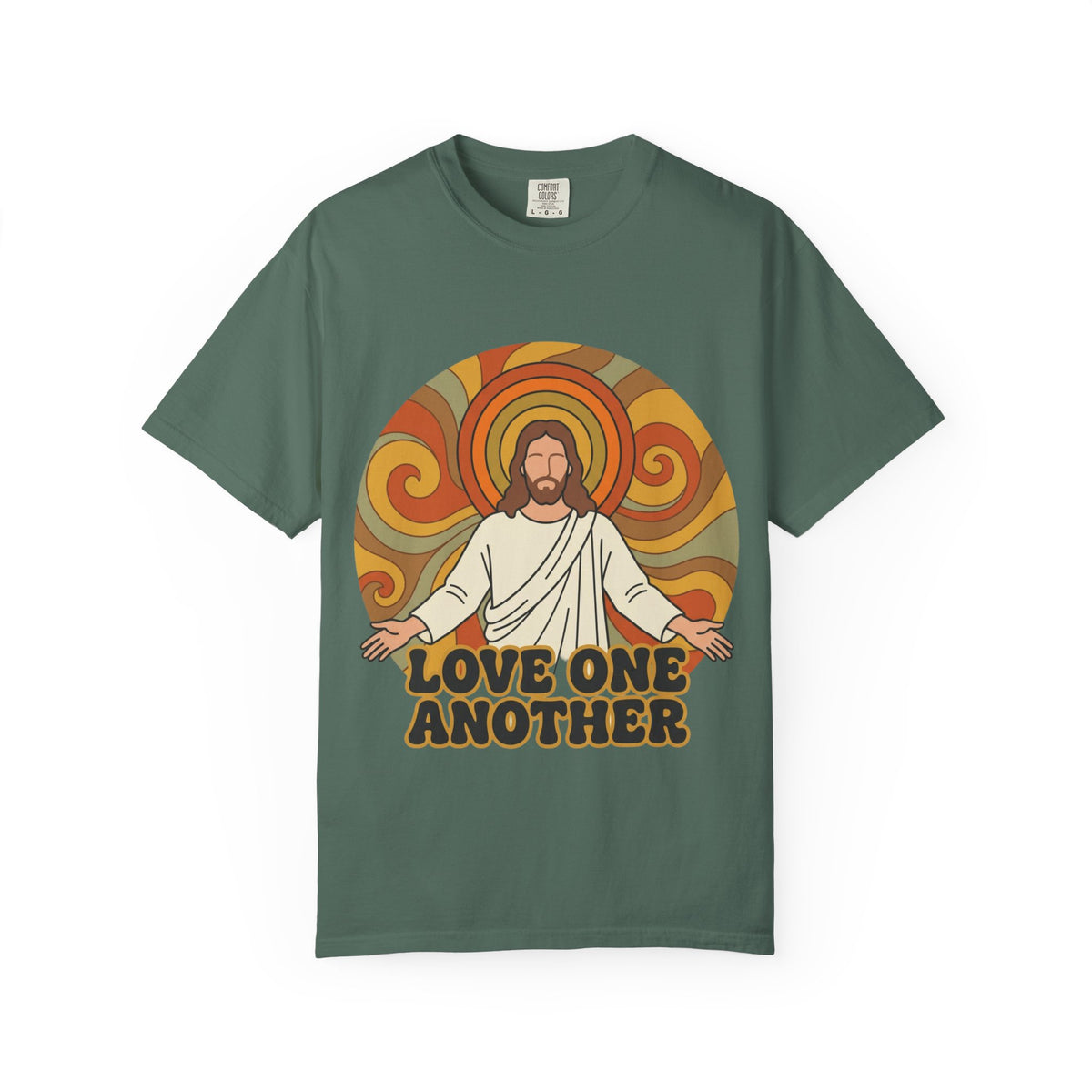 Love One Another Jesus Illustration T-Shirt | Retro Religious Tee
