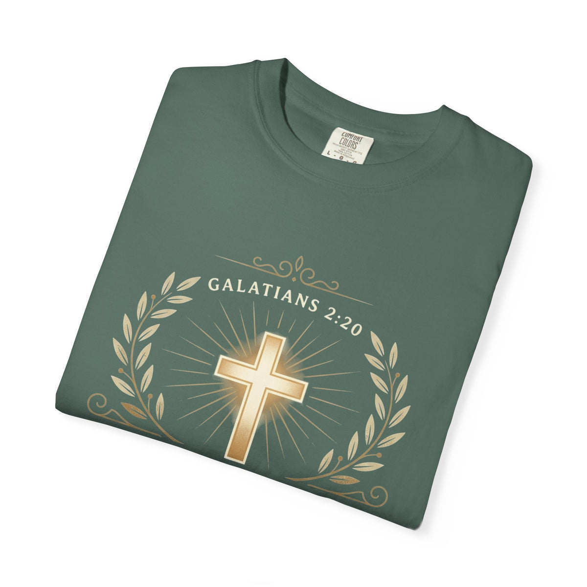 Christian Faith T-Shirt — "It Is No Longer I Who Live, But Christ Lives in Me" (Galatians 2:20)