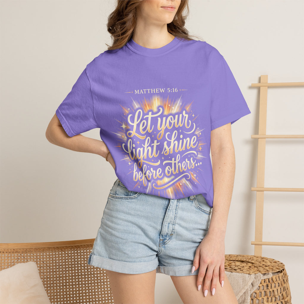 Let Your Light Shine T-Shirt — Matthew 5:16 Christian Graphic Tee