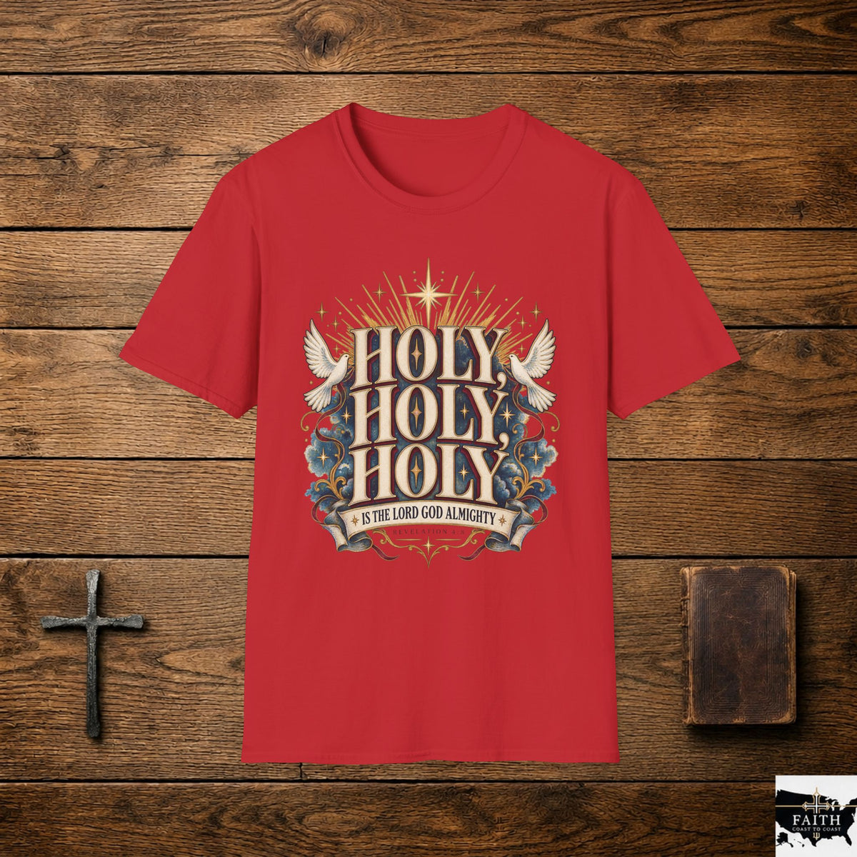 Holy Holy Holy tee | Christian faith shirt, dove and rays design
