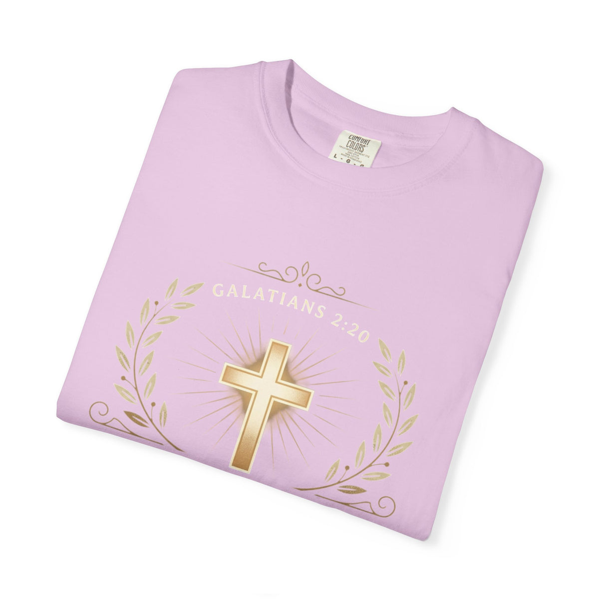 Christian Faith T-Shirt — "It Is No Longer I Who Live, But Christ Lives in Me" (Galatians 2:20)