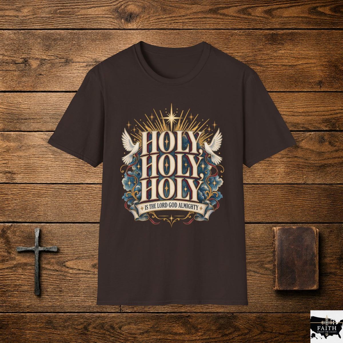 Holy Holy Holy tee | Christian faith shirt, dove and rays design