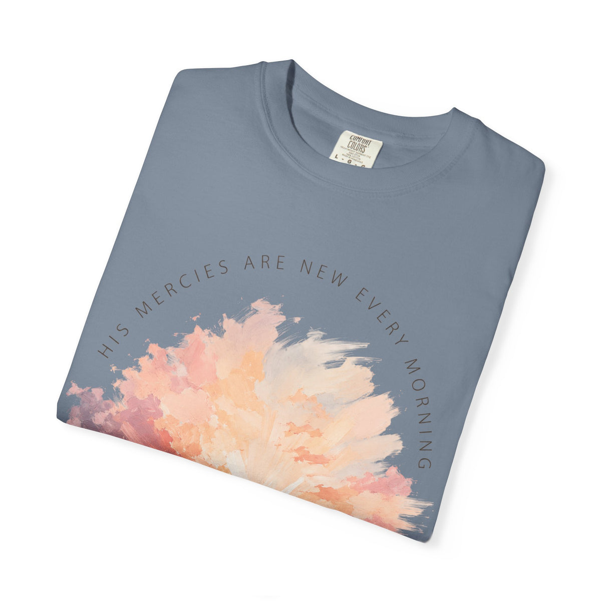 Sunset Reflection T-Shirt — "His Mercy Is New Every Morning" Christian Inspirational Tee