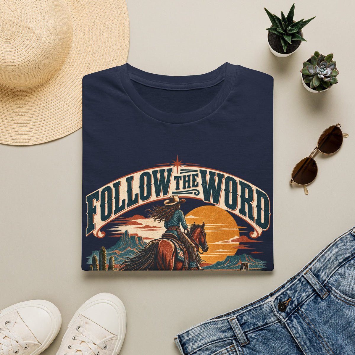 Follow the Word Cowboy T-Shirt — Western Faith Graphic Tee