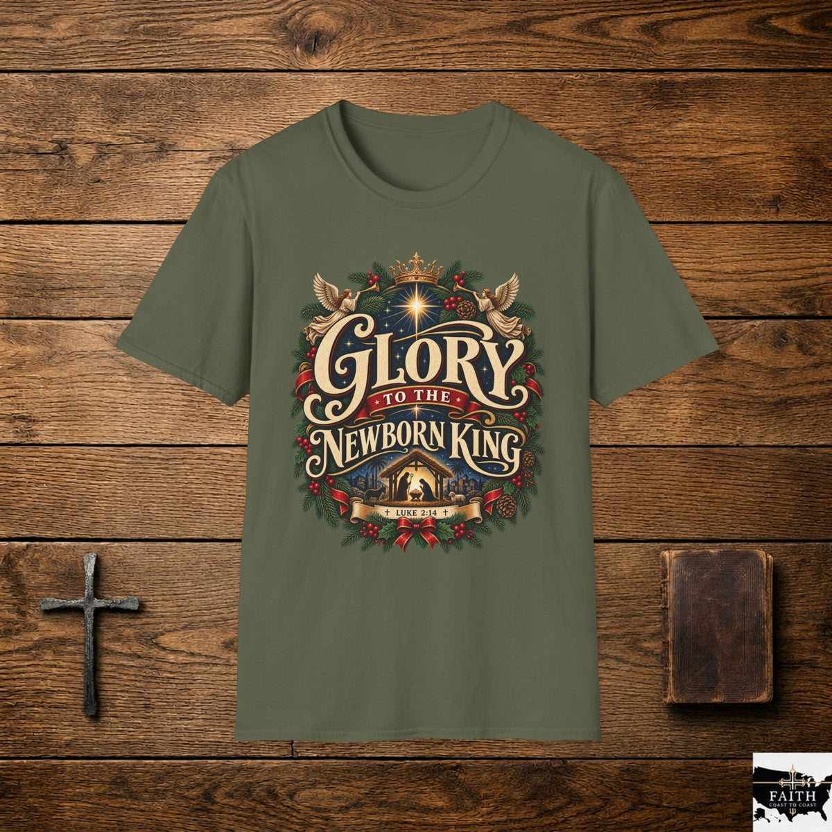 Glory to the Newborn King T-Shirt | Christmas Nativity Holiday Tee