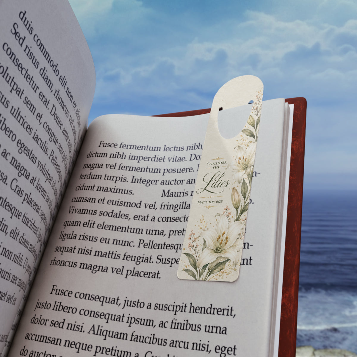 Consider the Lilies floral bookmark | Bible verse Matthew 6:28 metal bookmark