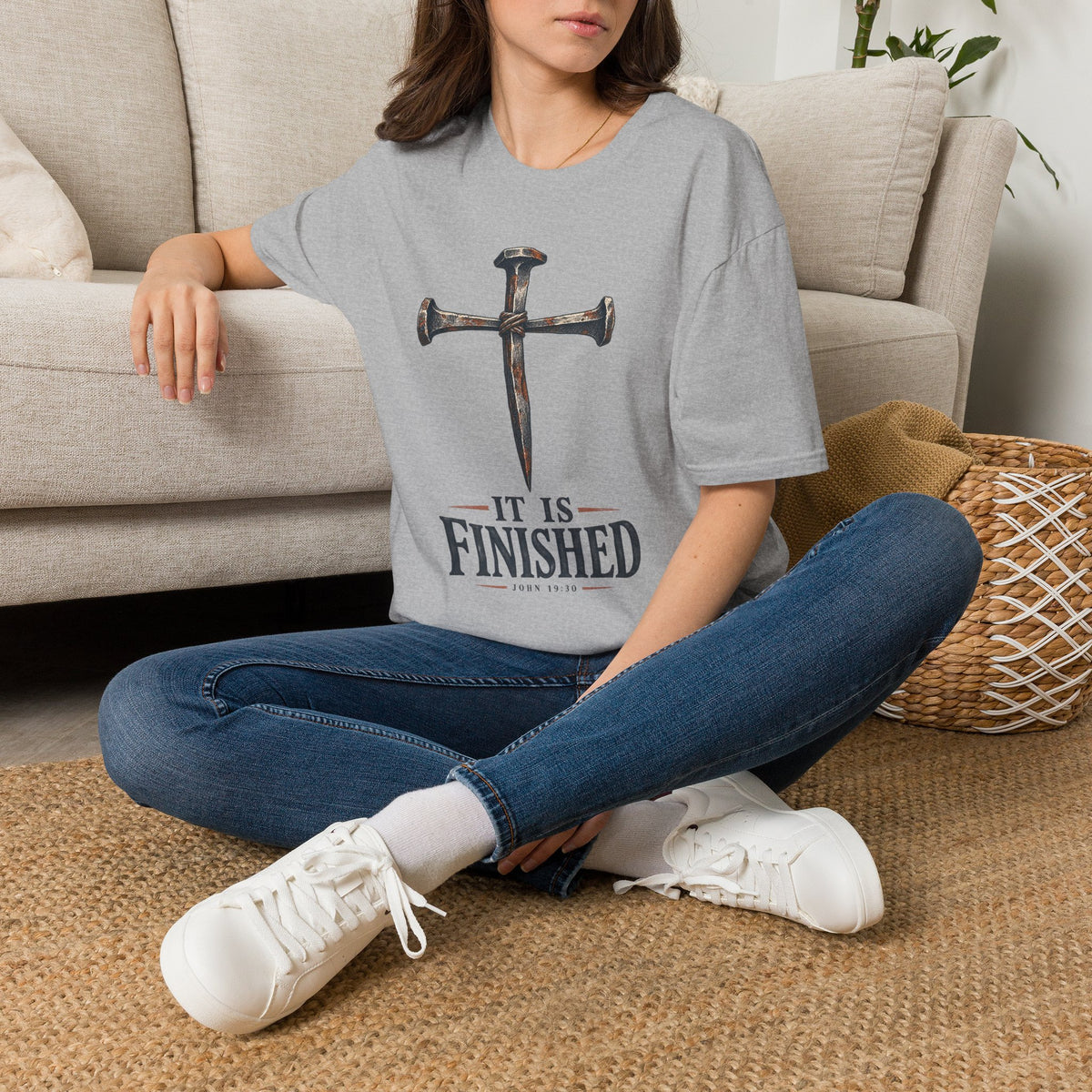 Christian 'It Is Finished' Nail Cross T-Shirt — Faith-Based Easter & Everyday Devotional Tee