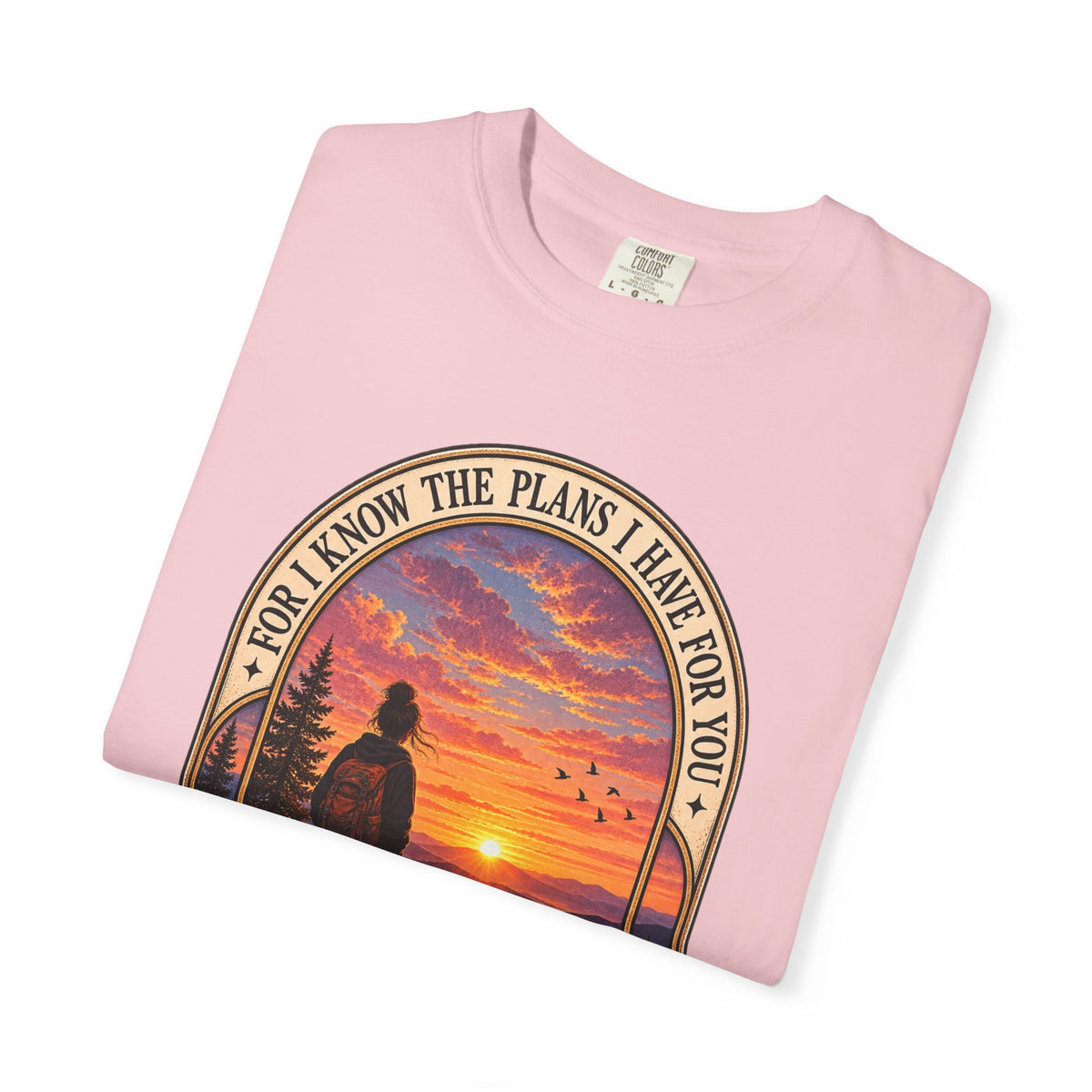 Sunset Hiker T‑Shirt — "For I Know the Plans I Have for You" Inspirational Graphic Tee