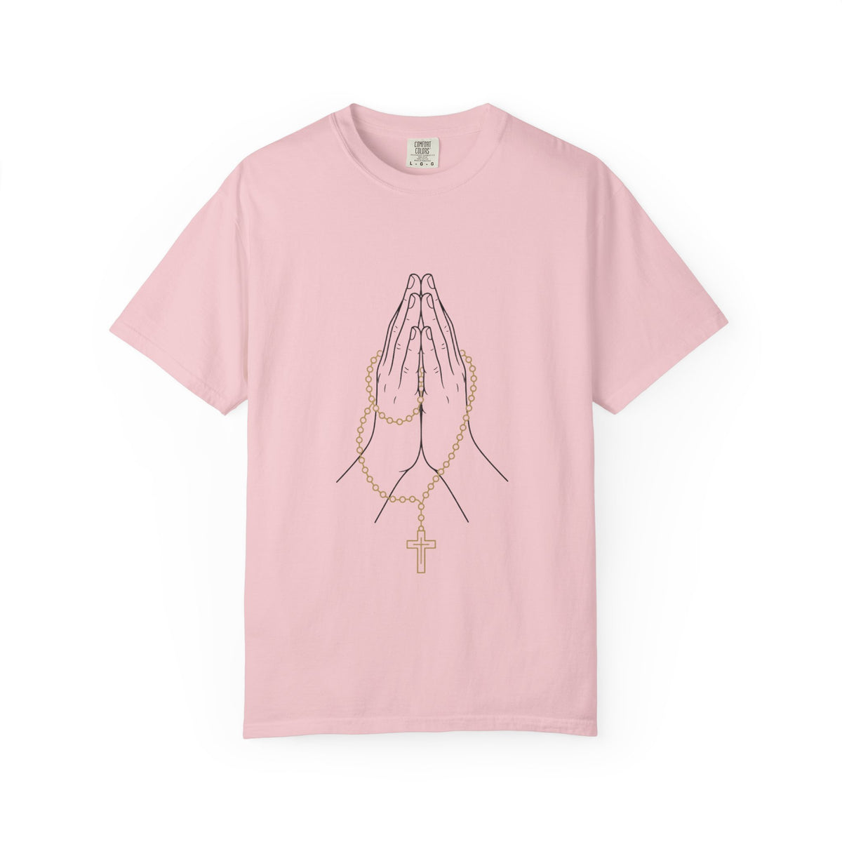 Praying Hands with Rosary T-Shirt | Religious Faith Christian Tee