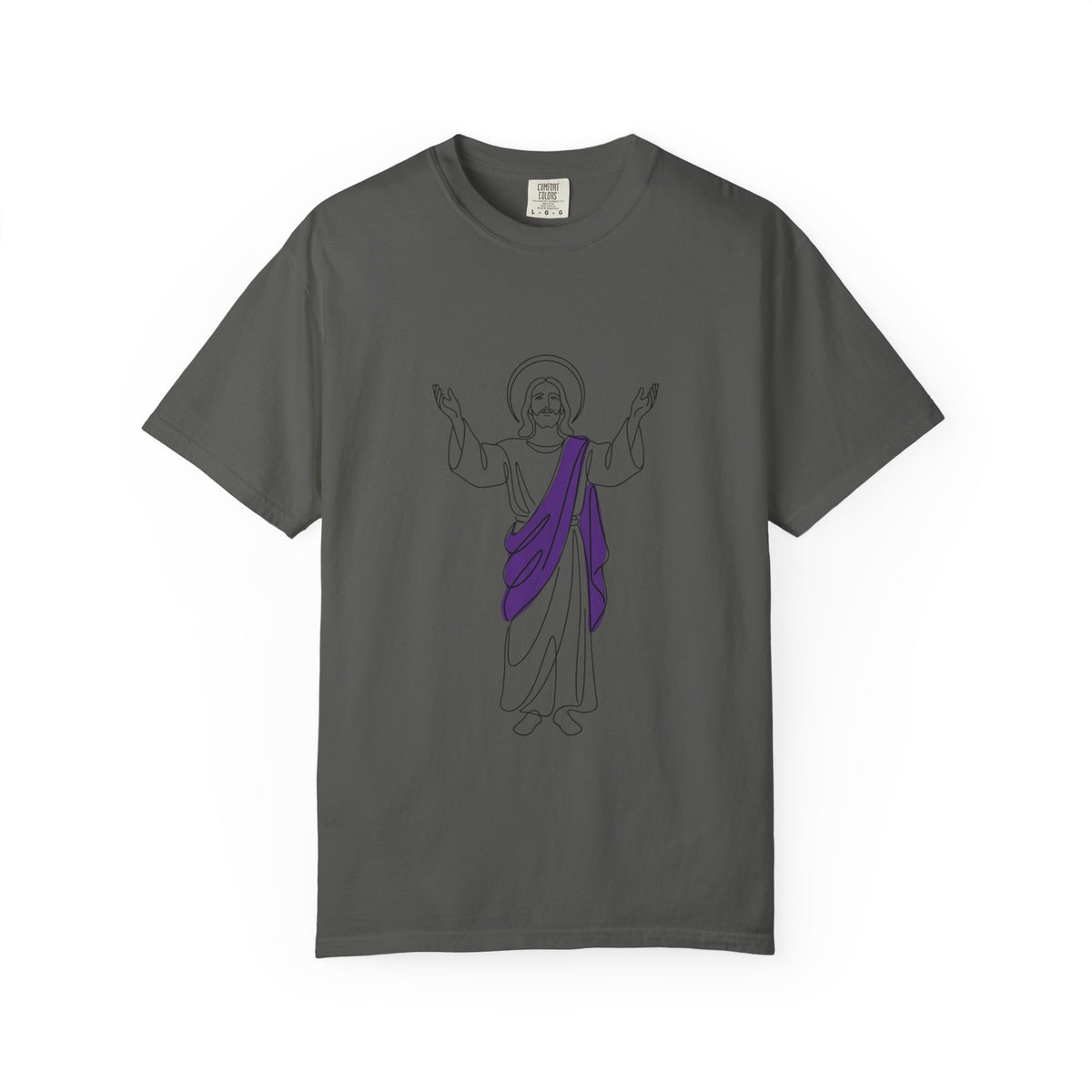 Jesus Line Art with Purple Sash T-Shirt | Religious Christian Tee