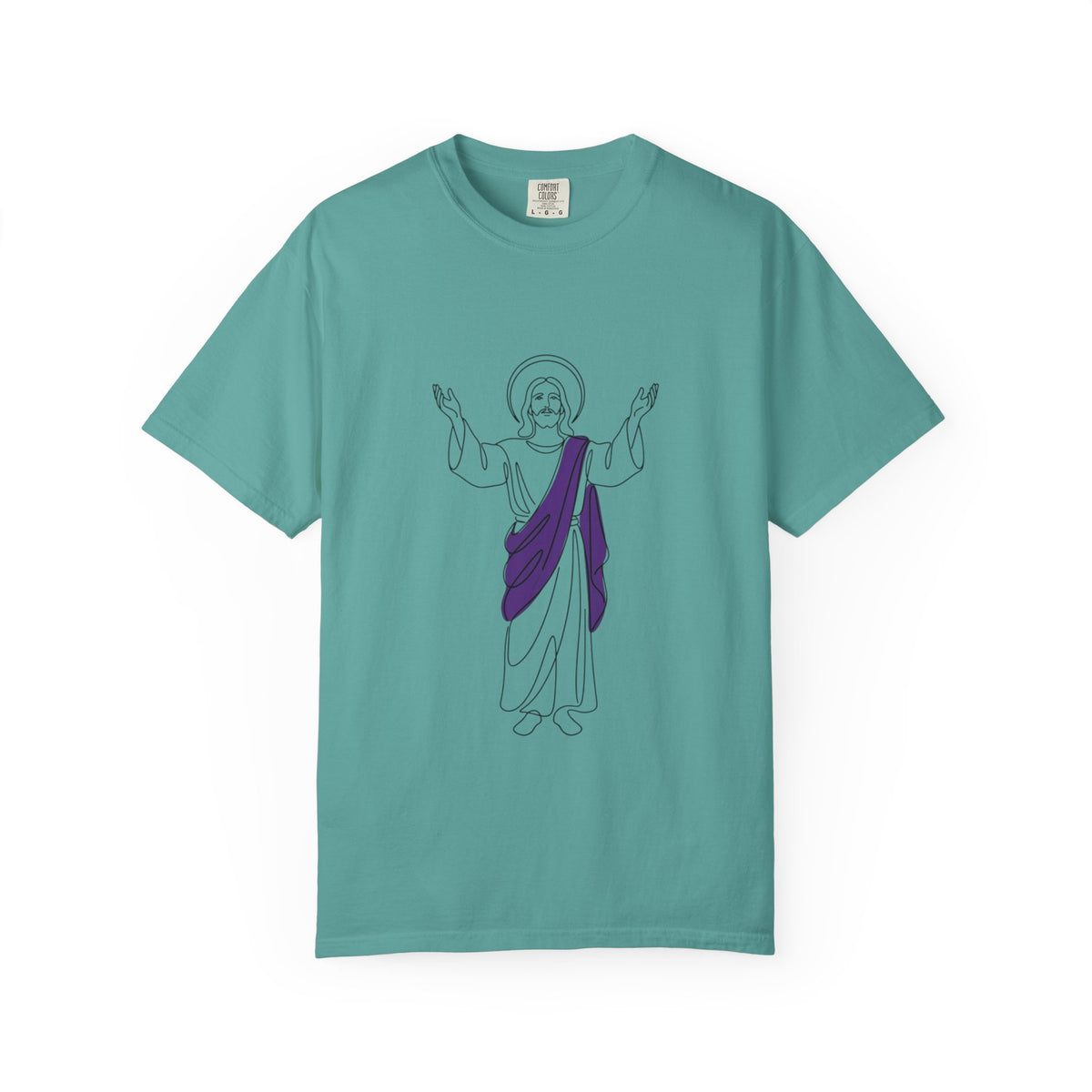 Jesus Line Art with Purple Sash T-Shirt | Religious Christian Tee