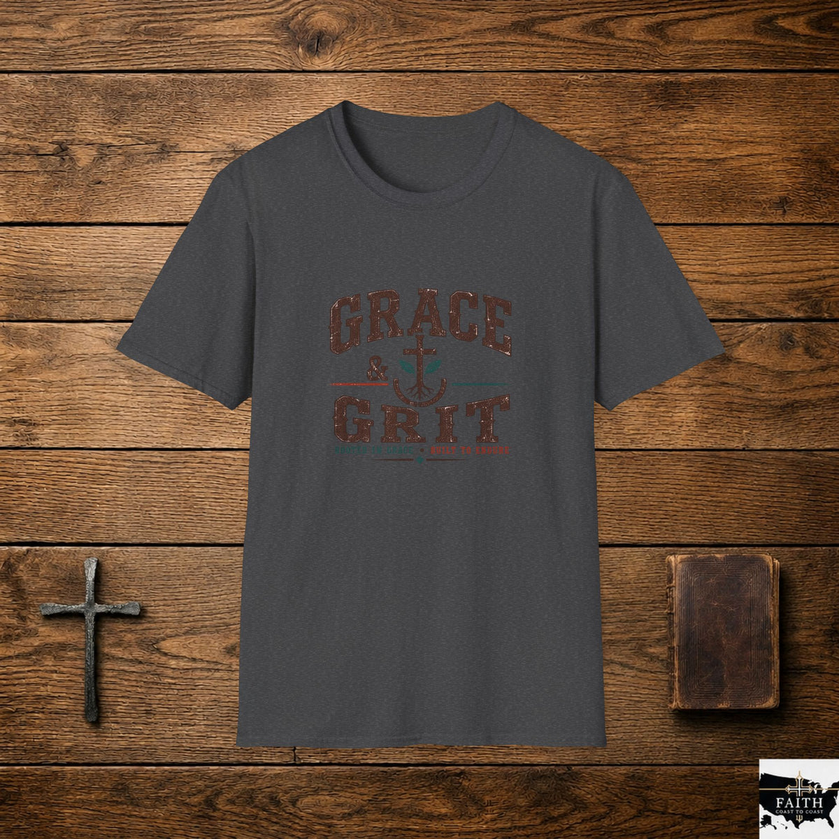 Grace & Grit T-Shirt | Anchor Typography, Faith Inspired