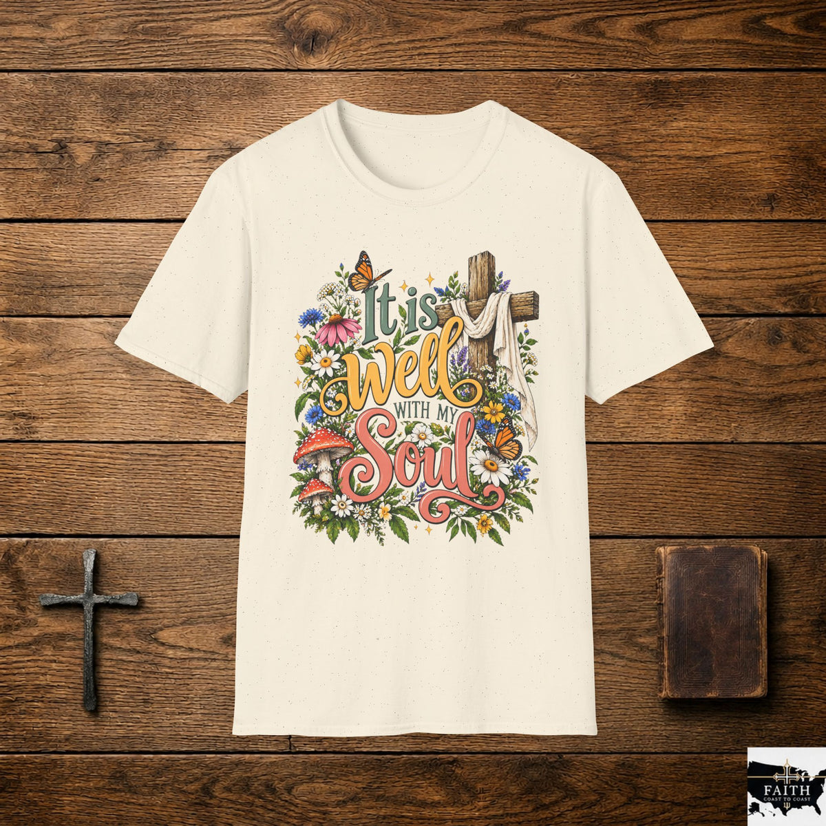 It Is Well Floral Cross T‑Shirt