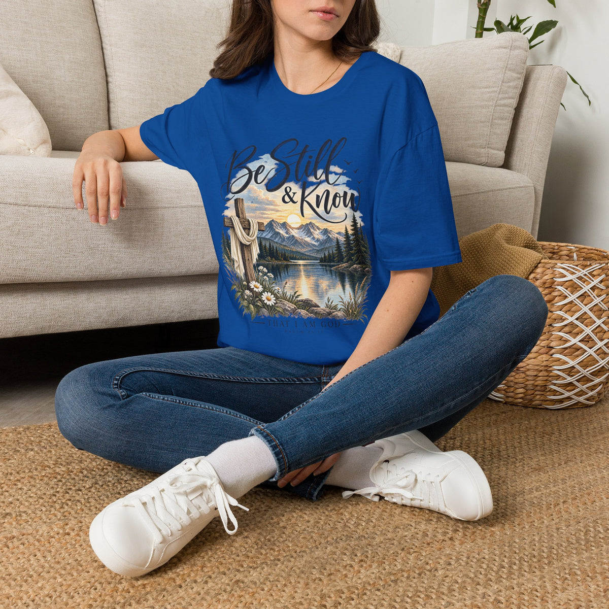 Be Still & Know T-Shirt — Christian Faith Scenic Cross Tee